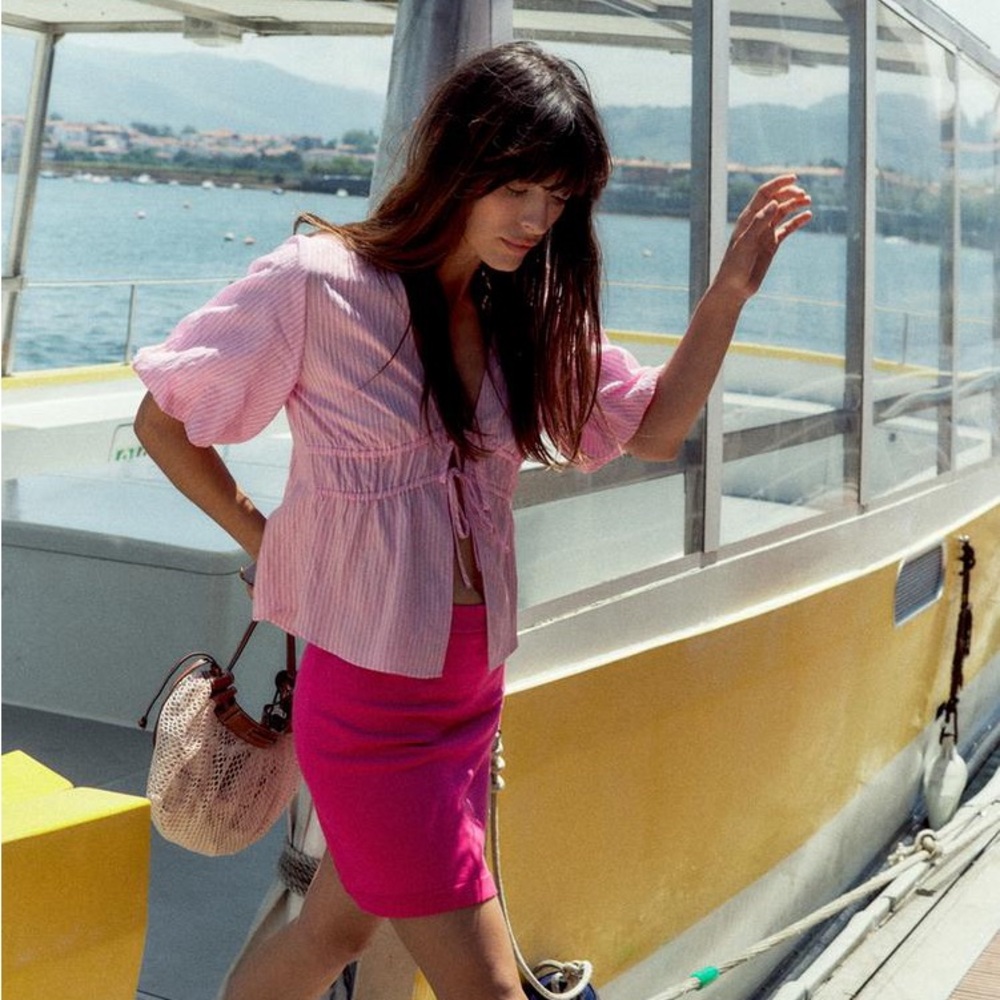 Zara Striped Top with Ties M - Picture 2 of 4